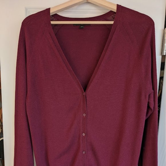 Banana Republic Sweaters - Banana Republic Rich Wine V-Neck Cardigan